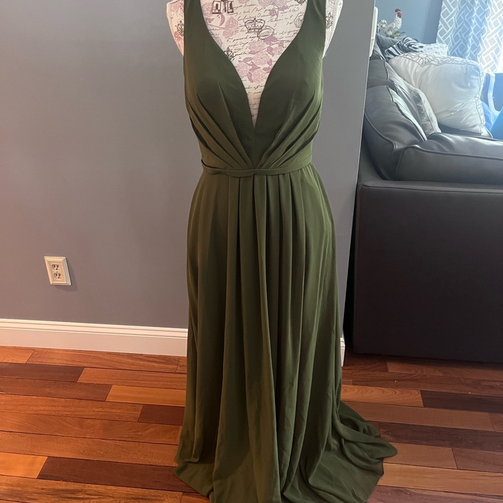 Elegant Olive Green Maxi Dress
